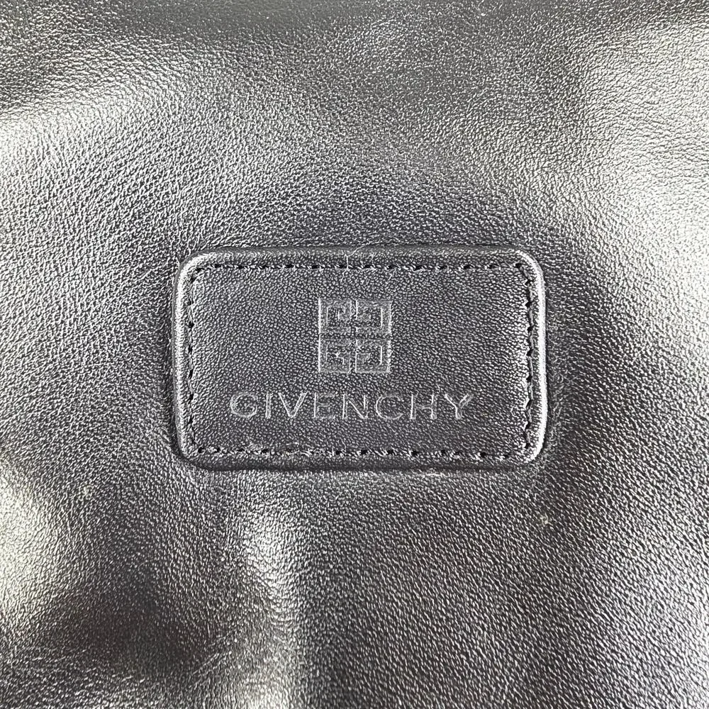 GIVENCHY VINTAGE BLACK COWHIDE LEATHER HANGING TIE HOLDER TRAVEL CASE ZIP BIFOLD